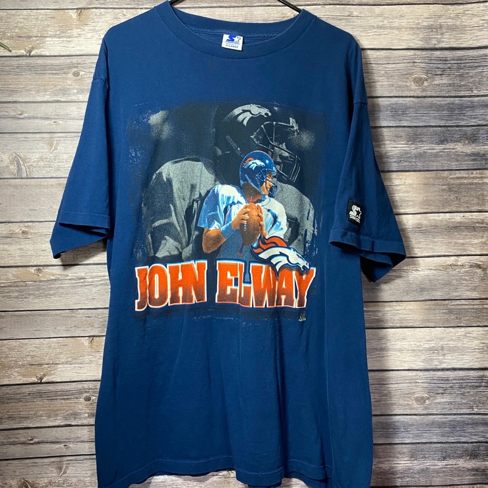 90s John Elway Shirt Denver Broncos Navy Shirt